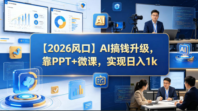 【2026风口】AI搞钱升级，靠PPT+微课，实现日入1k-点子口袋网