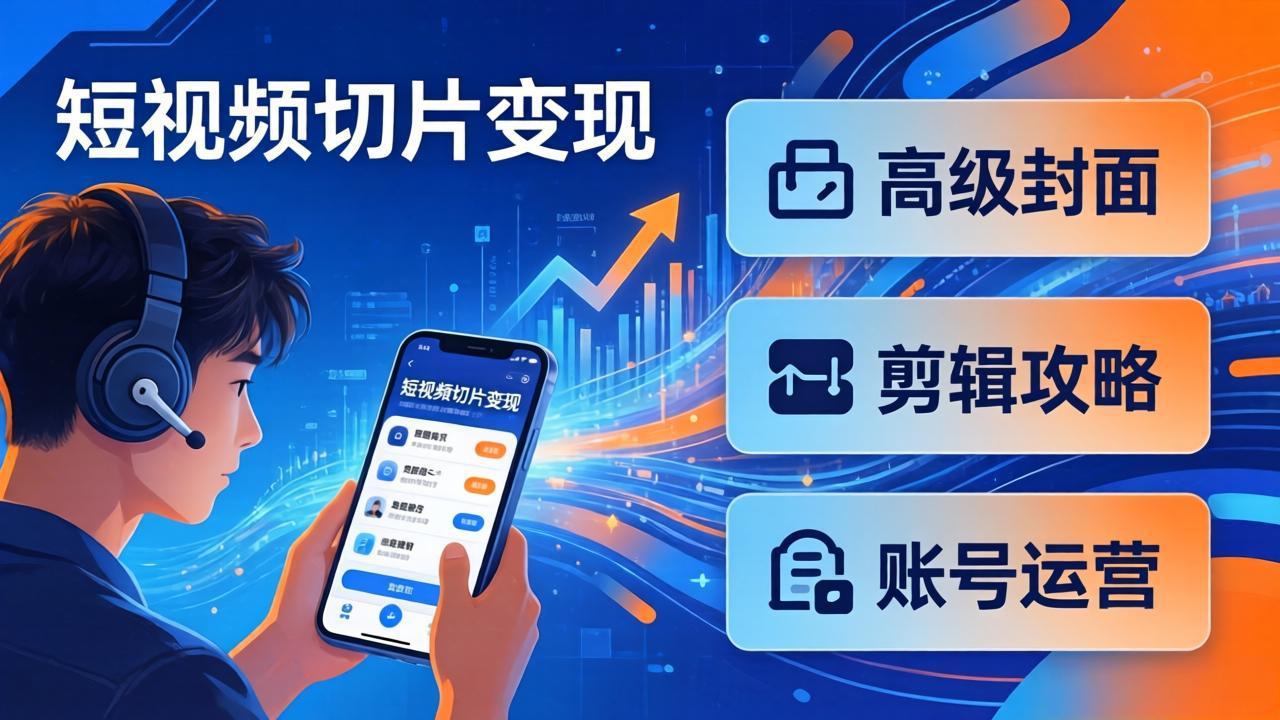 短视频切片变现速成班2.0：高级封面+剪辑攻略+账号运营，0基础小白快速入局副业-点子口袋网