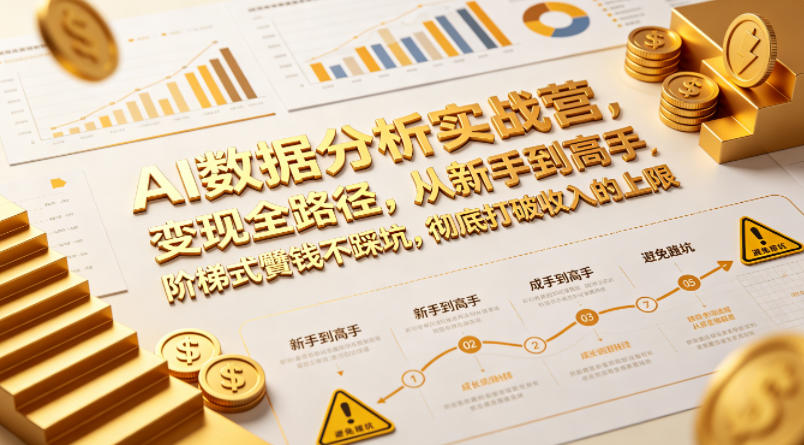 AI数据分析实战营，变现全路径，从新手到高手，阶梯式賺钱不踩坑，彻底打破收入的上限-点子口袋网