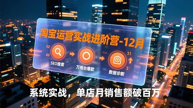 淘宝运营实战进阶营-12月：SEO搜索、万相台爆款、数据诊断，系统实战，单店月销售额破百万-点子口袋网