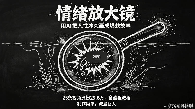 AI制作“情绪放大镜“视频，25条视频涨粉29.6W粉，流量巨大，制作简单，全流程教程-点子口袋网