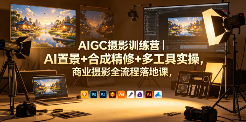 AIGC摄影训练营｜AI置景+合成精修+多工具实操，商业摄影全流程落地课-点子口袋网