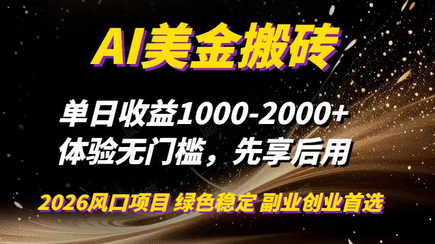 AI美金搬砖，单日收益1000-2000+，2025风口项目，可以副业，可以全职，可以工作室放大-点子口袋网