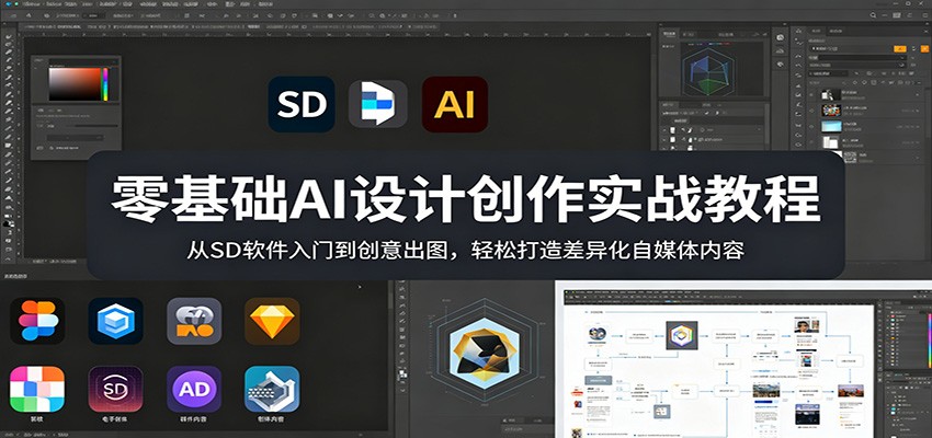 零基础AI设计创作实战教程：从SD软件入门到创意出图，轻松打造差异化自媒体内容-点子口袋网