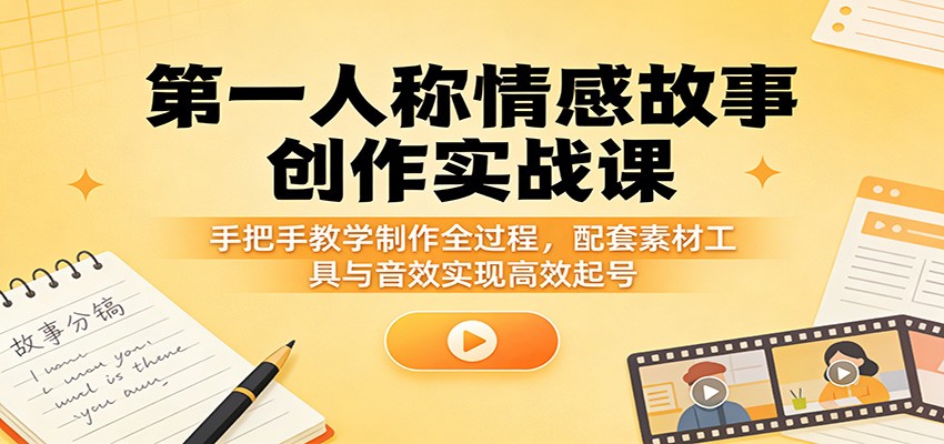 第一人称情感故事创作实战课：手把手教学制作全过程，配套素材工具与音效实现高效起号-点子口袋网