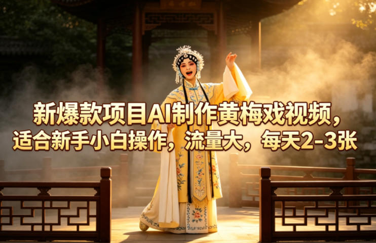 新爆款项目AI制作黄梅戏视频，适合新手小白操作，流量大，每天2-3张-点子口袋网