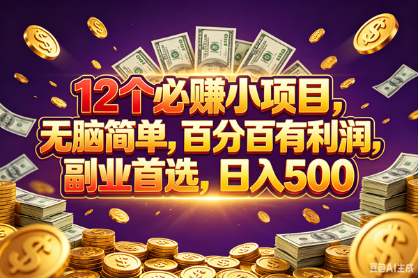 （18976期）12个必赚的小项目，百分百赚元子，无脑简单，副业首选，日入500+-点子口袋网