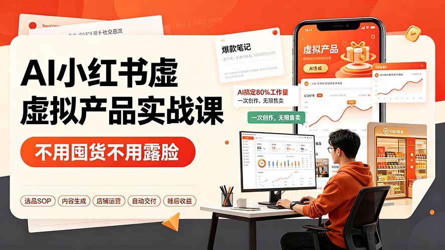 （19314期）AI小红书虚拟产品实战课-更新：不用囤货不用露脸，AI搞定80%工作量，一次创作无限售卖睡后收益-点子口袋网