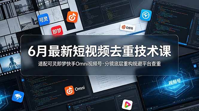 （19031期）6月最新短视频去重技术课，适配可灵即梦快手Omni视频号，分镜底层重构规避平台查重-点子口袋网