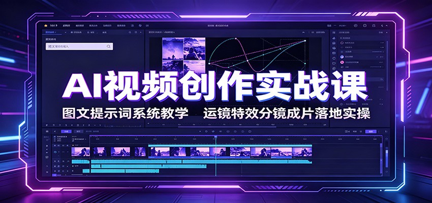 AI视频创作实战课：图文提示词系统教学，运镜特效分镜成片落地实操-点子口袋网