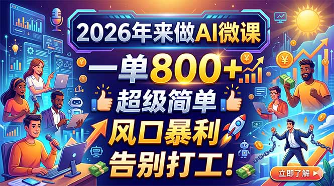 2026年来做AI微课，一单800+，超级简单，风口暴利，告别打工！-点子口袋网