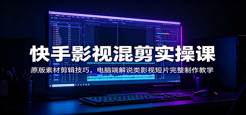 快手影视混剪实操课：原版素材剪辑技巧，电脑端解说类影视短片完整制作教学-点子口袋网