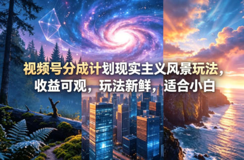 视频号分成计划现实主义风景玩法，收益可观，玩法新鲜，适合小白-点子口袋网