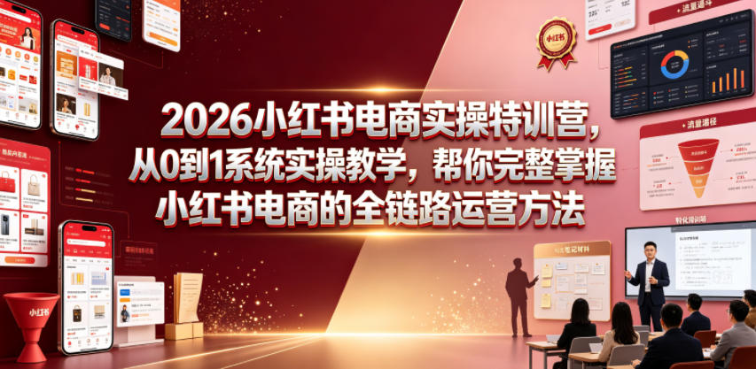 2026小红书电商实操特训营，从0到1系统实操教学，帮你完整掌握小红书电商的全链路运营方法-点子口袋网