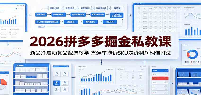 2026拼多多掘金私教课：新品冷启动竞品截流教学，直通车拖价SKU定价利润翻倍打法-点子口袋网