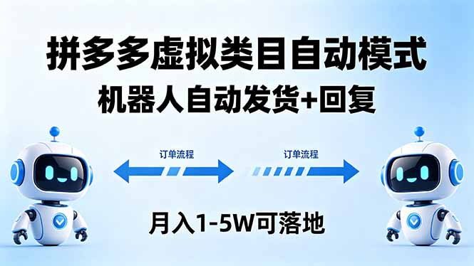 多多虚拟类目自动模式，机器人自动发货 + 回复，月入 1-5W 可落地-点子口袋网
