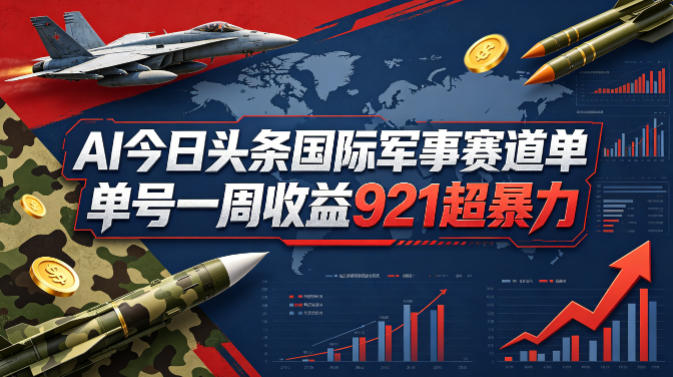 AI今日头条国际军事赛道，单号一周收益921，超暴力-点子口袋网