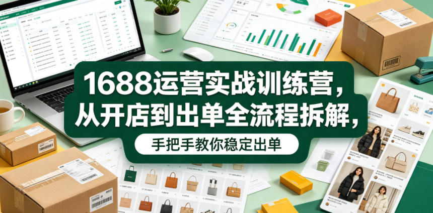 1688运营实战训练营，从开店到出单全流程拆解，手把手教你稳定出单（更新0620）-点子口袋网