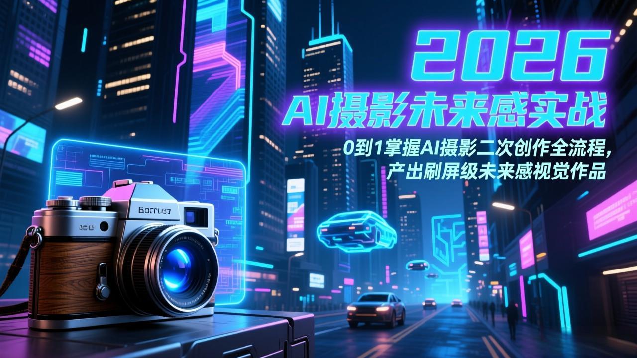 2026 AI摄影未来感实战：0到1掌握AI摄影二次创作全流程，产出刷屏级未来感视觉作品-点子口袋网