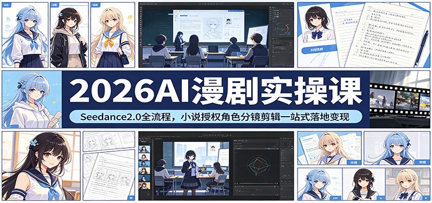 2026AI漫剧实操课：Seedance2.0全流程，小说授权角色分镜剪辑一站式落地变现-点子口袋网