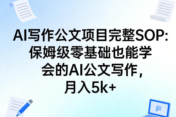 AI写作公文项目完整SOP，保姆级零基础也能学会的AI公文写作，月入5k+-点子口袋网
