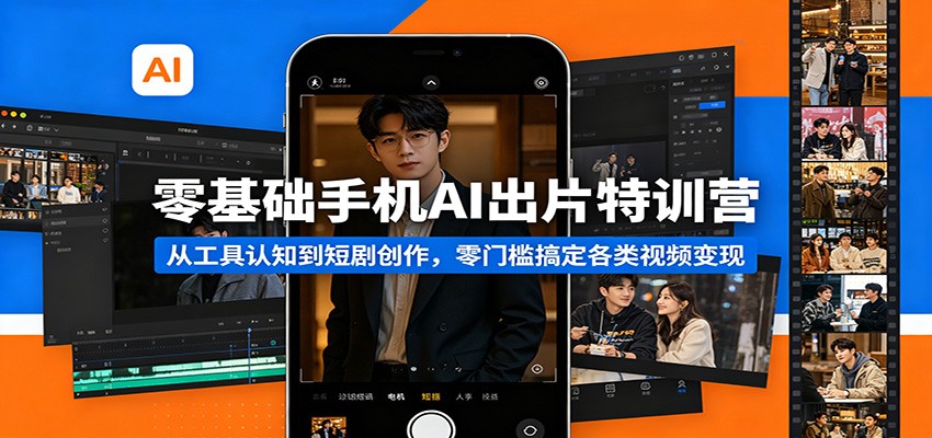 零基础手机AI出片特训营：从工具认知到短剧创作，零门槛搞定各类视频变现-点子口袋网