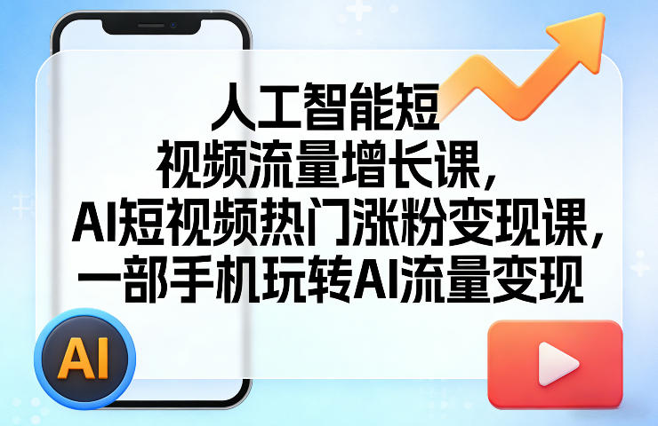 人工智能短视频流量增长课，AI短视频热门涨粉变现课，一部手机玩转AI流量变现-点子口袋网