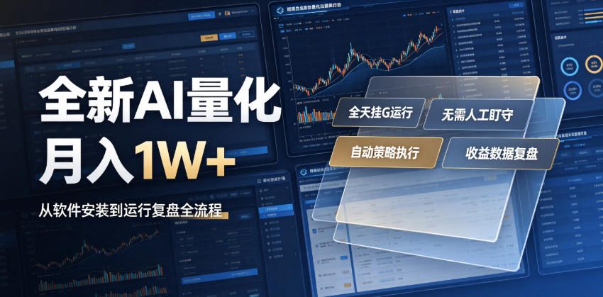 全新AI量化月入1W+，一台电脑全天挂G运行，不用盯不用操作，懒人专属副业！【揭秘】-点子口袋网