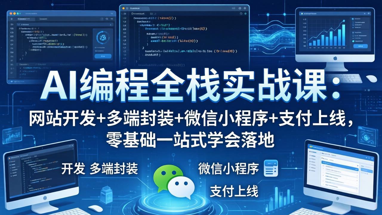 AI编程全栈实战课：网站开发+多端封装+微信小程序+支付上线，零基础一站式学会落地-点子口袋网