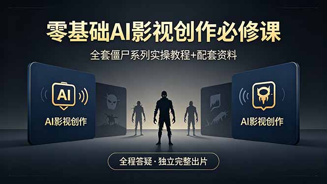 零基础AI影视创作必修课，全套僵尸系列实操教程加配套资料，全程答疑带你独立完整出片-点子口袋网
