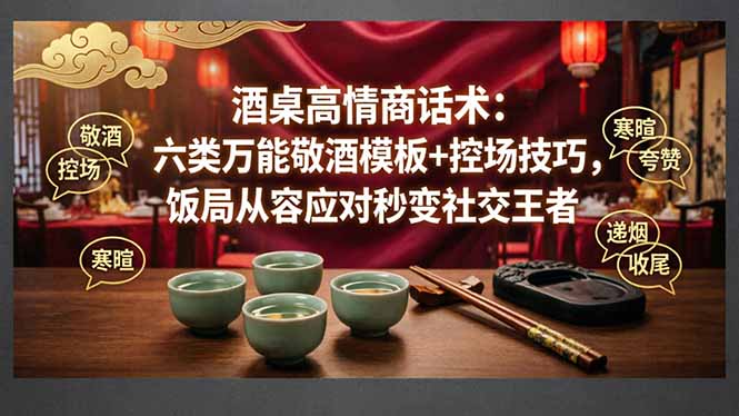 付费文章：酒桌高情商话术：六类万能敬酒模板+控场技巧，饭局从容应对秒变社交王者-点子口袋网