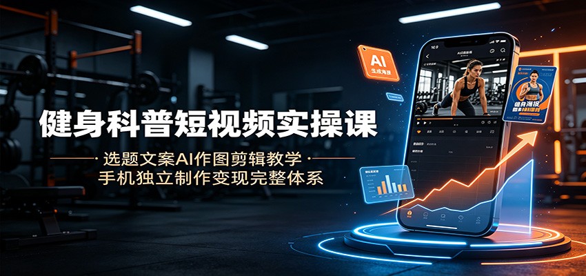 健身科普短视频实操课：选题文案AI作图剪辑教学，手机独立制作变现完整体系-点子口袋网