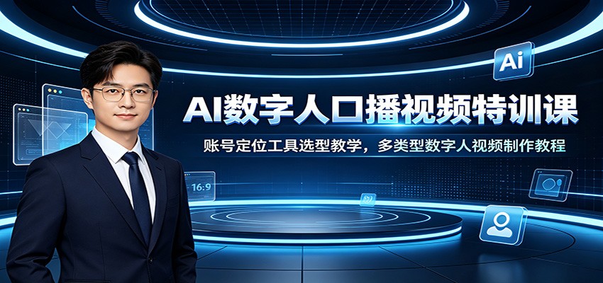 AI数字人口播视频特训课：账号定位工具选型教学，多类型数字人视频制作教程-点子口袋网