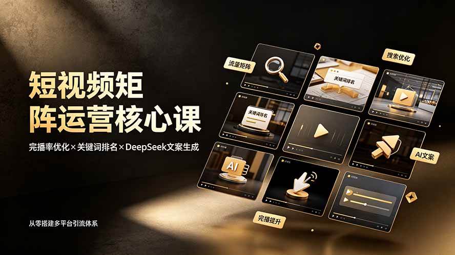 （19259期）短视频矩阵运营核心课：完播率优化×关键词排名×DeepSeek文案生成，从零搭建多平台引流体系-点子口袋网