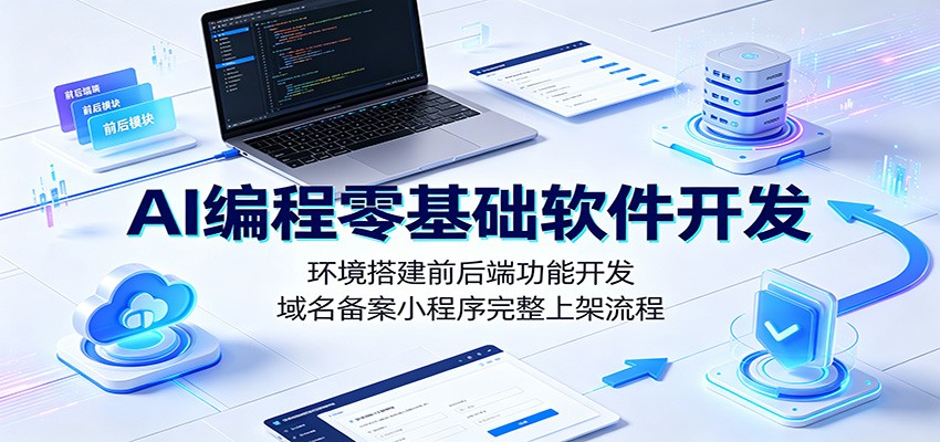 AI编程零基础软件开发：环境搭建前后端功能开发，域名备案小程序完整上架流程-点子口袋网