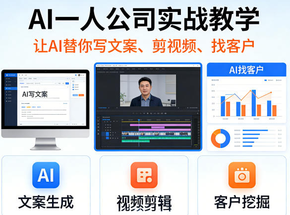 AI一人公司实战教学，让AI替你写文案、剪视频、找客户-点子口袋网