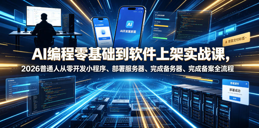AI编程零基础到软件上架实战课，2026普通人从零开发小程序、部署服务器、完成备案全流程项目落地教程-点子口袋网