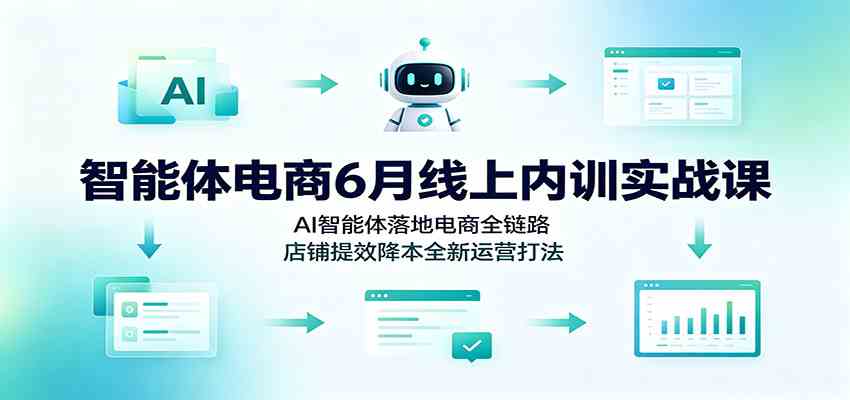 智能体电商6月线上内训实战课：AI智能体落地电商全链路，店铺提效降本全新运营打法-点子口袋网