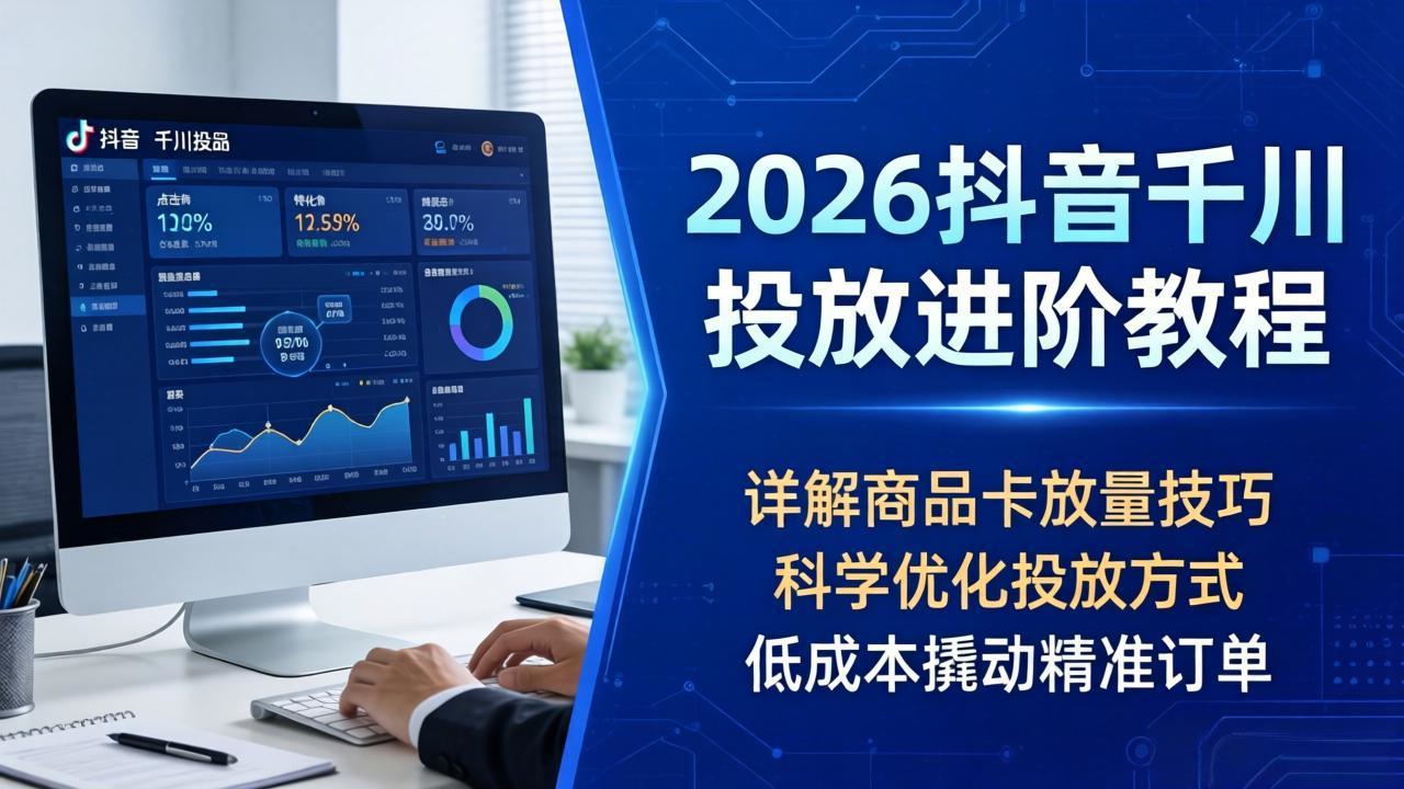 2026抖音千川投放进阶教程，详解商品卡放量技巧，科学优化投放方式，低成本撬动精准订单-点子口袋网