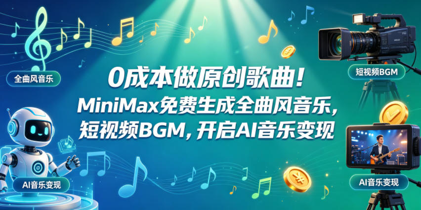 0成本做原创歌曲！MiniMax免费生成全曲风音乐，短视频BGM，开启AI音乐变现-点子口袋网