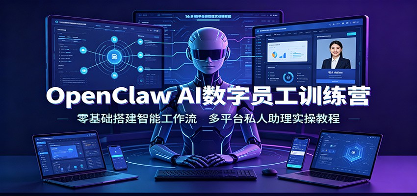OpenClaw AI数字员工训练营：零基础搭建智能工作流，多平台私人助理实操教程-点子口袋网