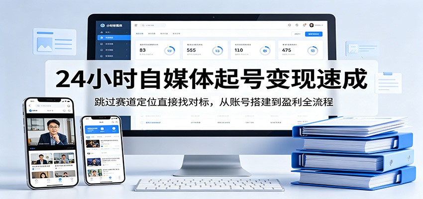 24小时自媒体起号变现速成，跳过赛道定位直接找对标，从账号搭建到盈利全流程-点子口袋网