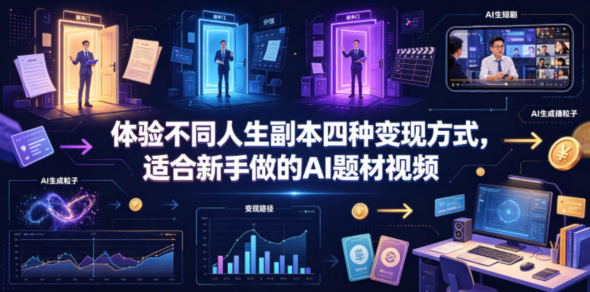 体验不同人生副本四种变现方式，适合新手做的AI题材视频-点子口袋网