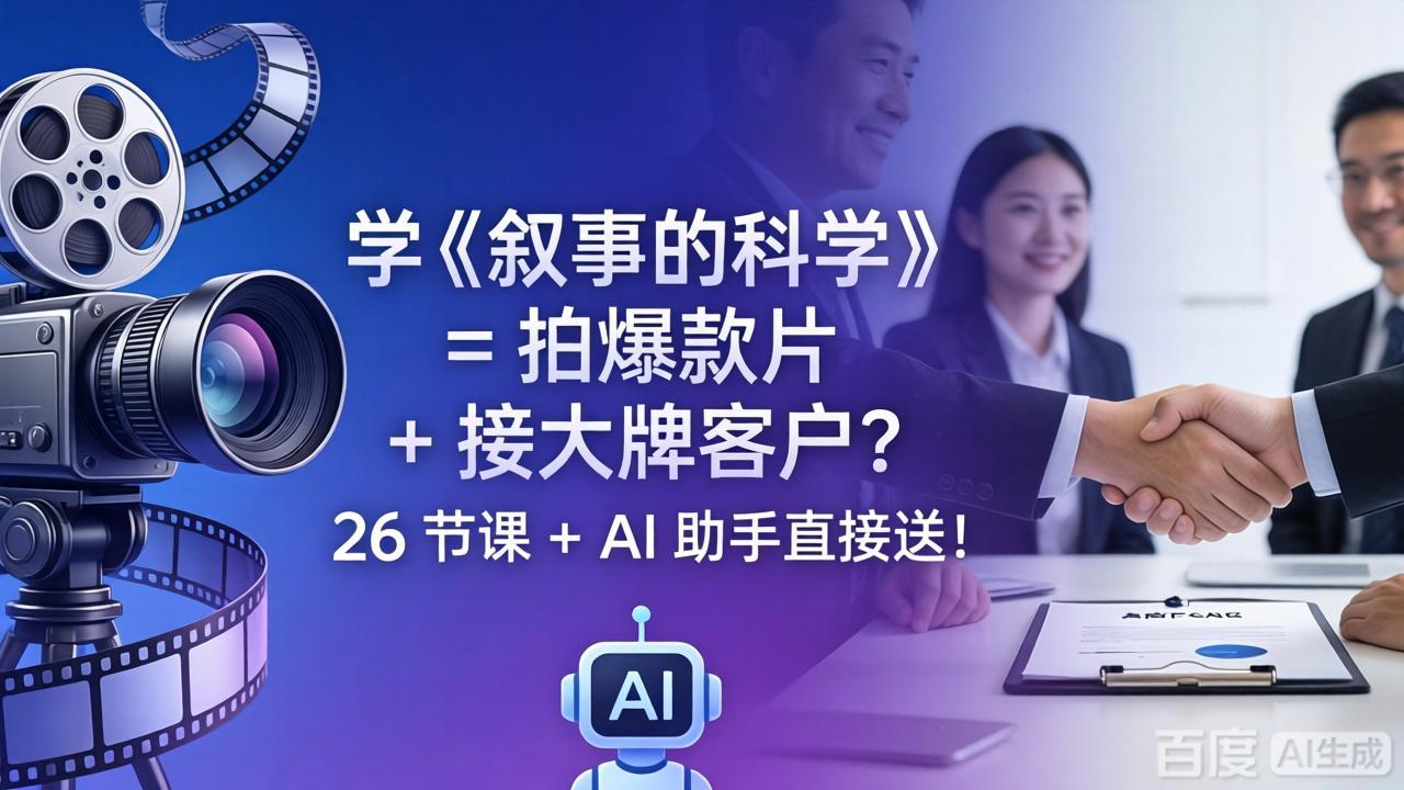 学《叙事的科学》= 拍爆款片 + 接大牌客户？26 节课 + AI 助手直接送！-点子口袋网