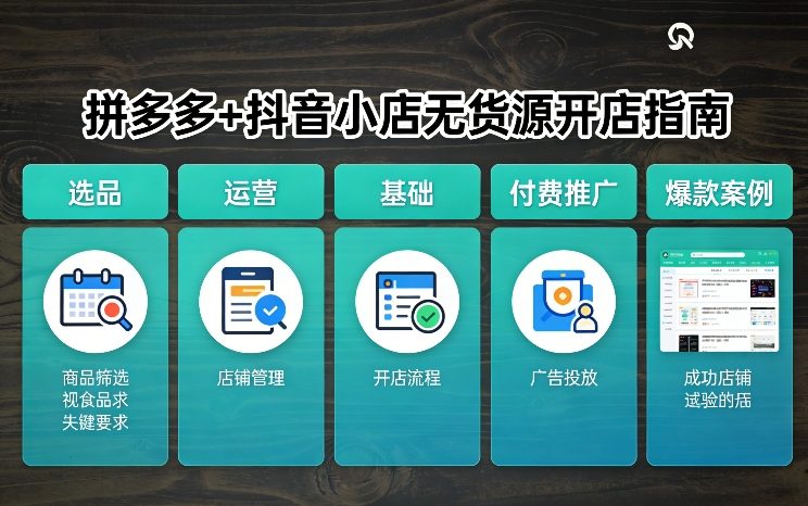 拼多多+抖音小店无货源开店，包括：选品、运营、基础、付费推广、爆款案例等(更新26年4月)-点子口袋网