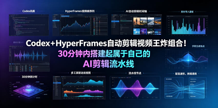 Codex＋HyperFrames自动剪辑视频王炸组合！30分钟内搭建起属于自己的AI剪辑流水线（完整版实操教程手册）-点子口袋网