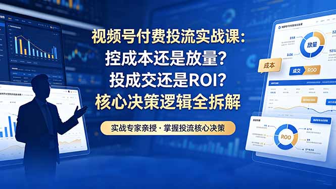 视频号付费投流实战课-5月：控成本还是放量？投成交还是ROI？核心决策逻辑全拆解-点子口袋网