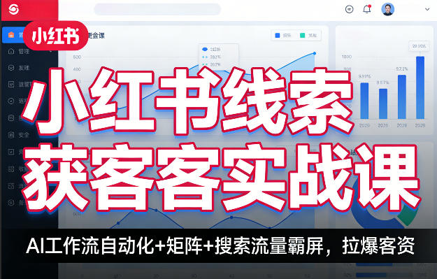 小红书线索获客实战课，AI工作流自动化+矩阵+搜索流量霸屏，拉爆客资-点子口袋网
