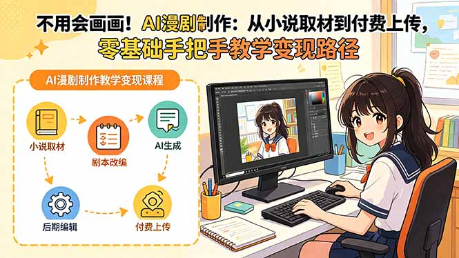 不用会画画！AI漫剧制作：从小说取材到付费上传，零基础手把手教学变现路径-点子口袋网