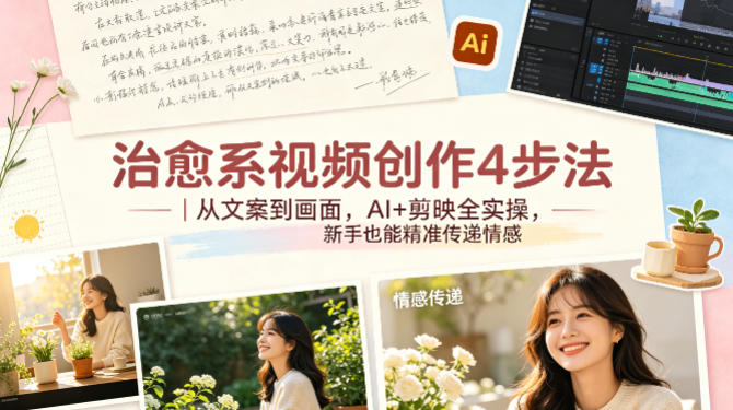 治愈系视频创作4步法｜从文案到画面，AI+剪映全实操，新手也能精准传递情感-点子口袋网